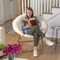 Flash Furniture Gwen 38" Oversize Portable Faux Fur Folding Saucer Moon Chair for Dorm and Bedroom, Ivory Sherpa/Soft Gold Frame FV-FMC-025-IV-SGD-GG - alternate 9